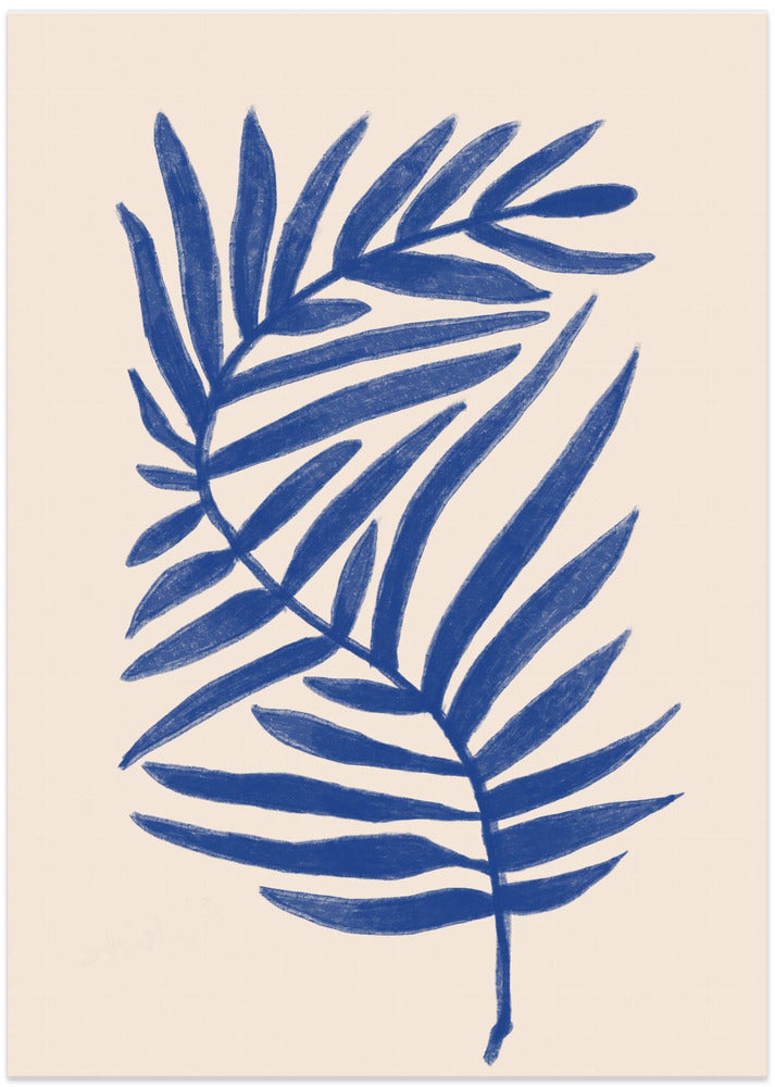 Blue Palm Leaves - Art Print by THE MIUUS STUDIO