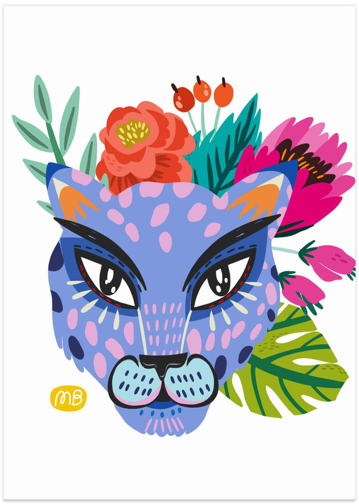 Floral Leopard Gaze - Art Print by Marusha Belle