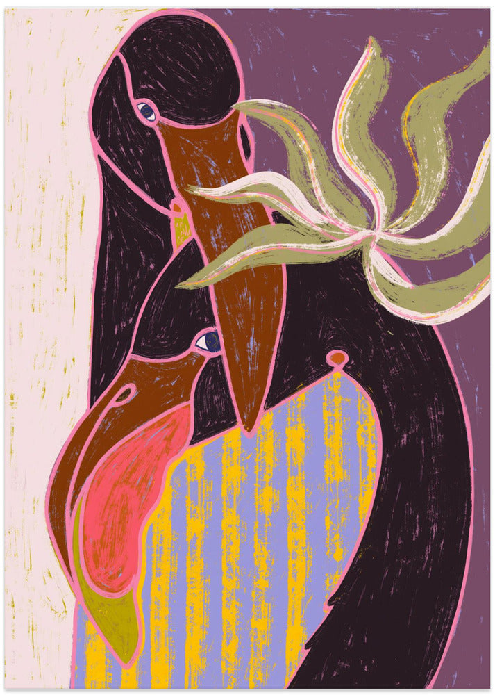 Flamingo Harp Duet - Art Print by Uma Gokhale