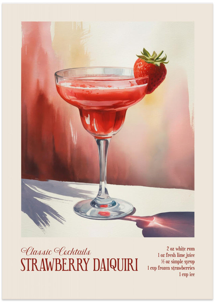Classic Cocktails - Strawberry Daiquiri - Art Print by Andreas Magnusson