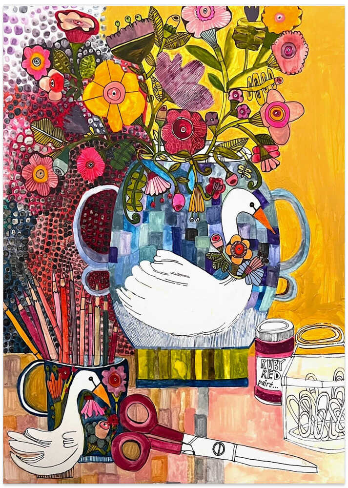 Still Life Swans - Art Print by Sharon Nullmeyer