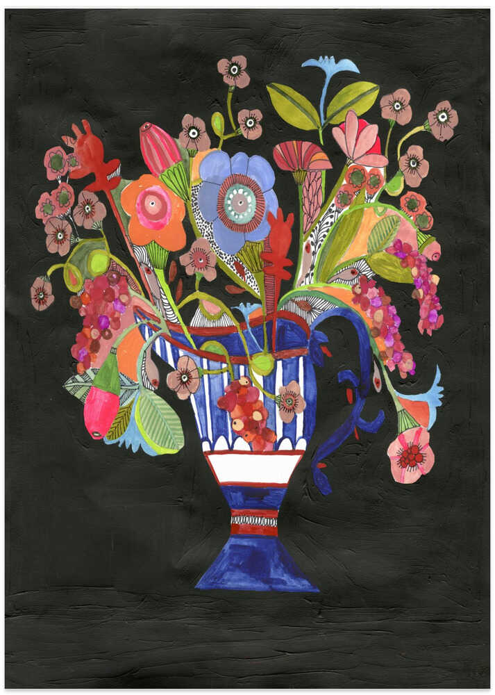 Vase Black Background  Celebrate - Art Print by Sharon Nullmeyer