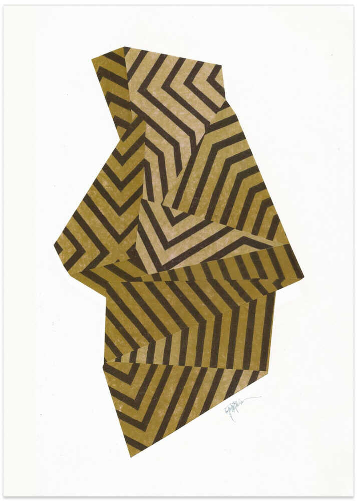 Golden Chevron Illusion - Art Print by Paulina Vårregn