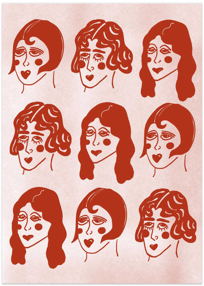 cartoonish ladies - Art Print by Mela Patterns