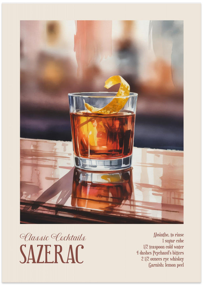 Classic Cocktails - Sazerac - Art Print by Andreas Magnusson