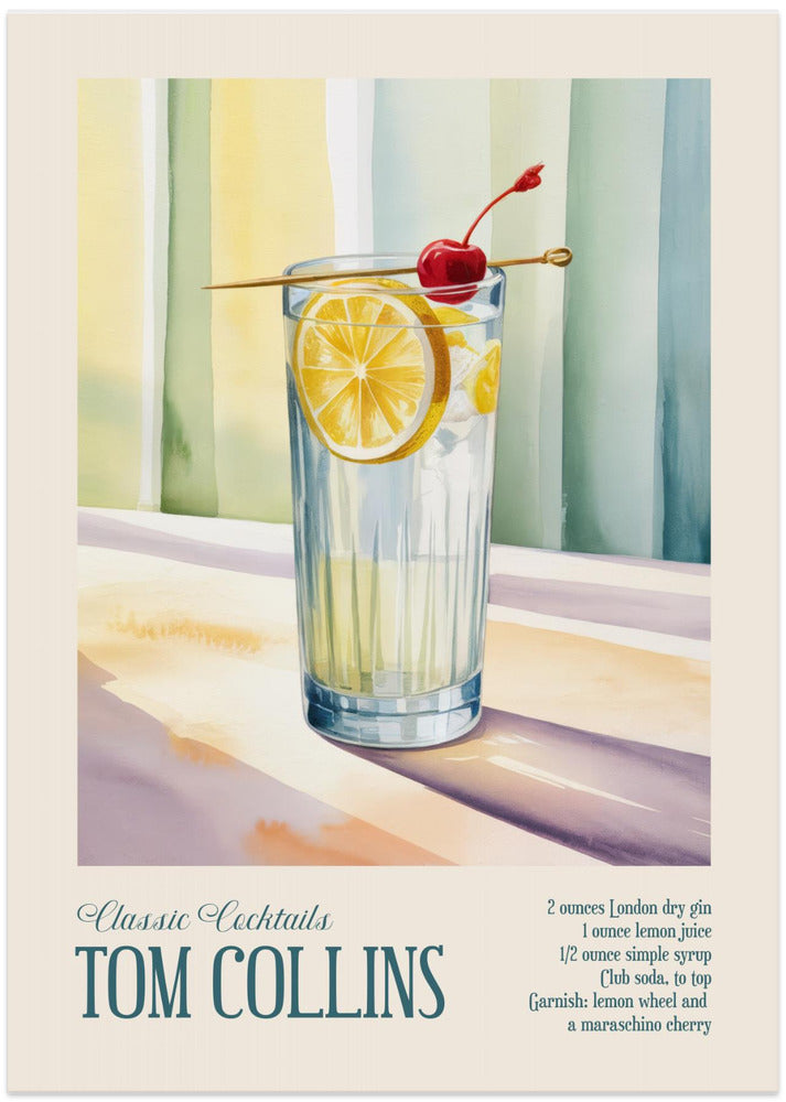 Classic Cocktails - Tom Collins - Art Print by Andreas Magnusson