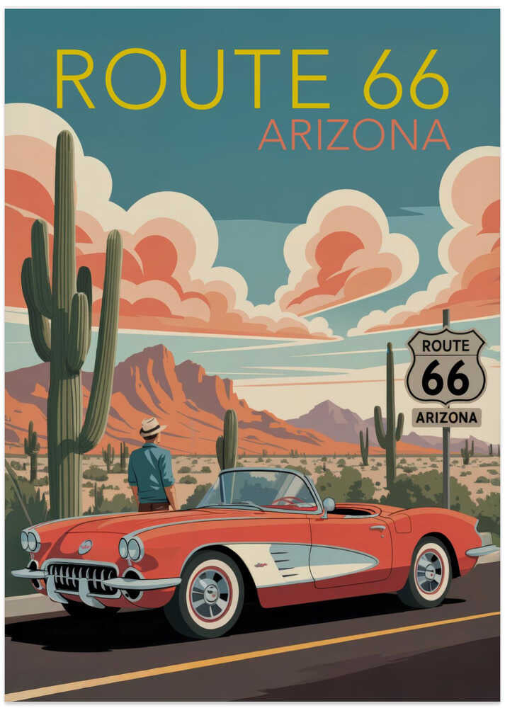 Route 66   Arizona - Art Print by Andreas Magnusson Travel Poster