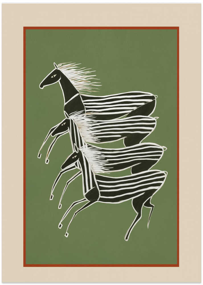 Horses In Stripes - Art Print by City Art