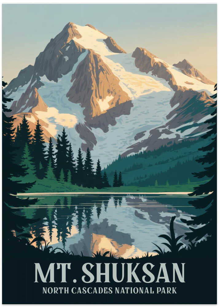 Mount Shuksan - Art Print by Andreas Magnusson Travel Poster