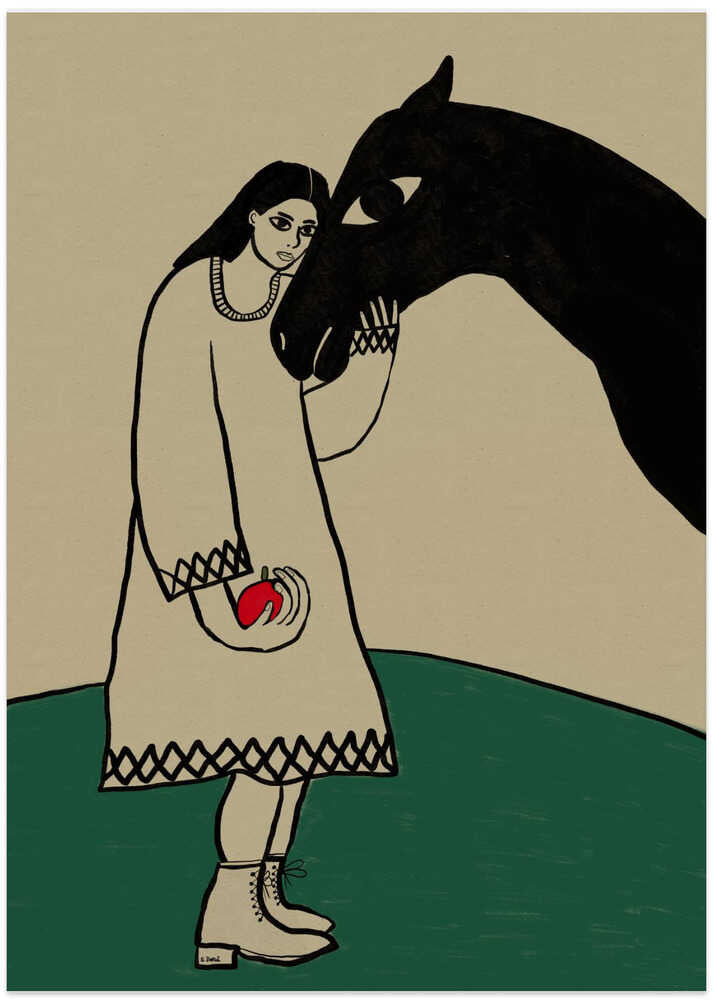 Lady and her horse - Art Print by Sharyn Bursic