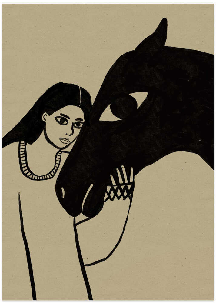 Lady and horse - Art Print by Sharyn Bursic