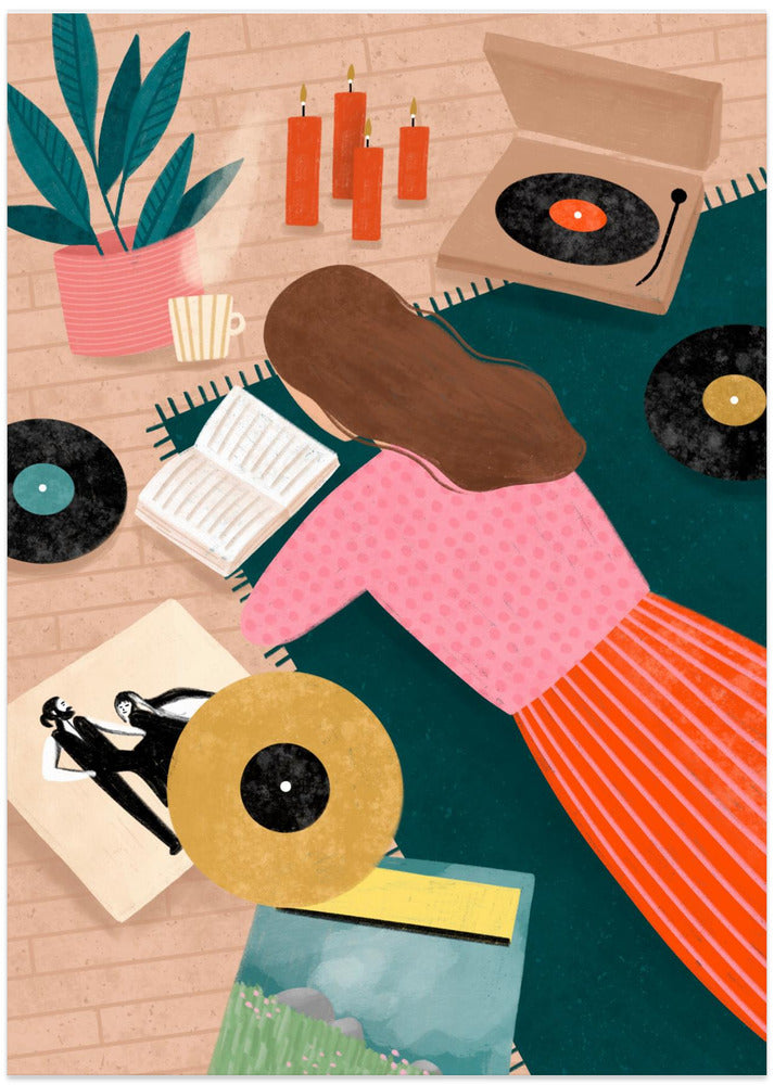 Record Playing - Art Print by Bea Müller