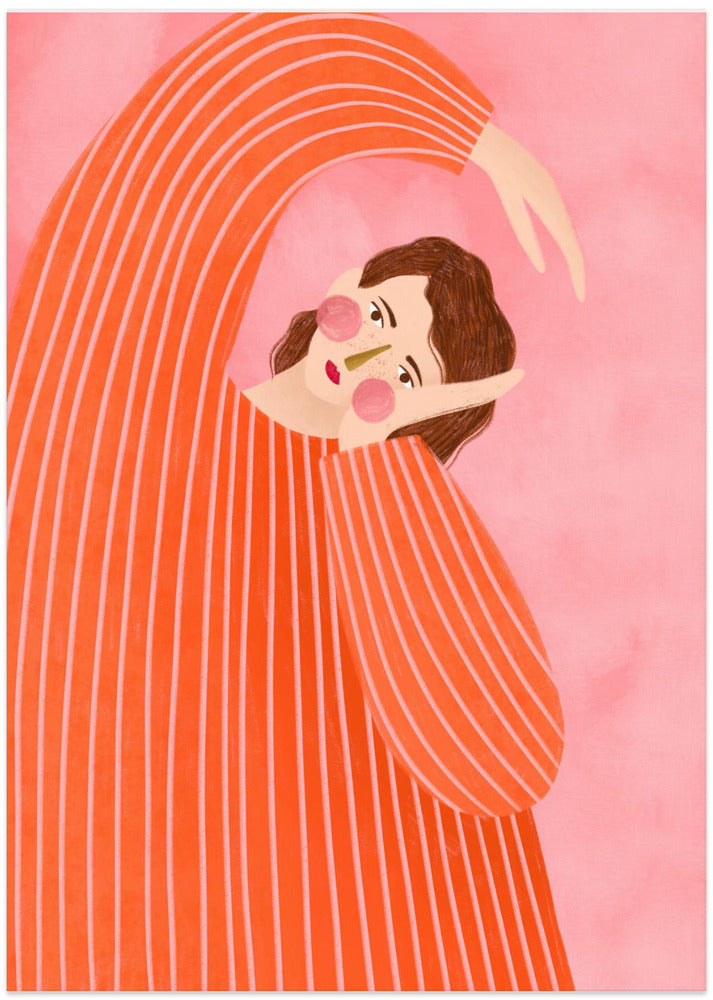 The Woman With the Orange Dress - Art Print by Bea Müller