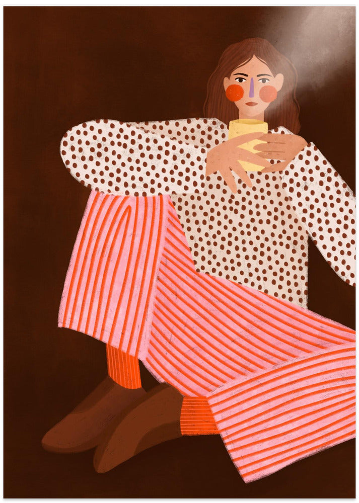 Woman With the Cup of Tea - Art Print by Bea Müller