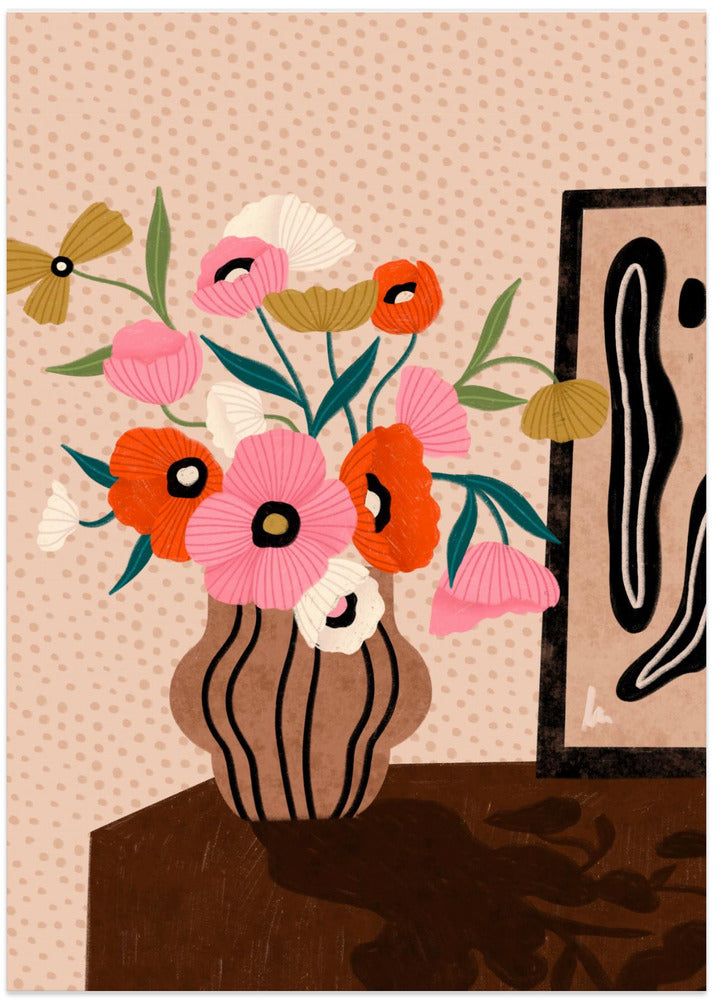 Flowers On Sideboard - Art Print by Bea Müller