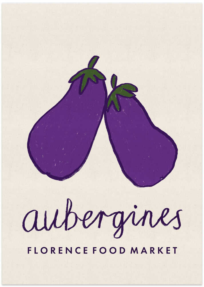 Aubergines Florence Food Market Italy - Art Print by Dirkie Nell