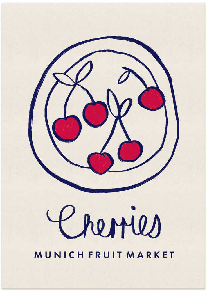 Cherries Munich Food Market Germany - Art Print by Dirkie Nell