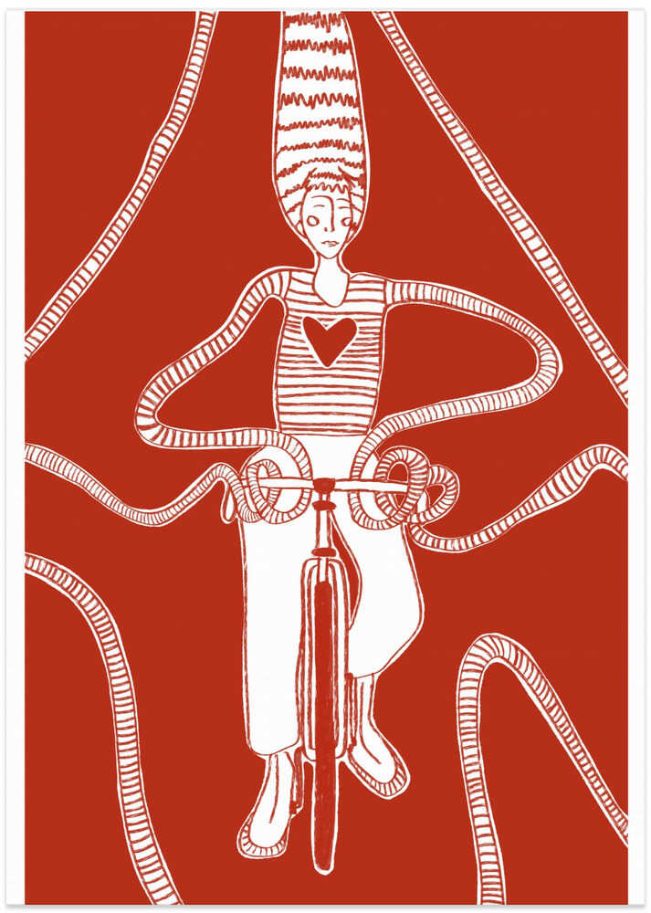 biking in red - Art Print by Mela Patterns