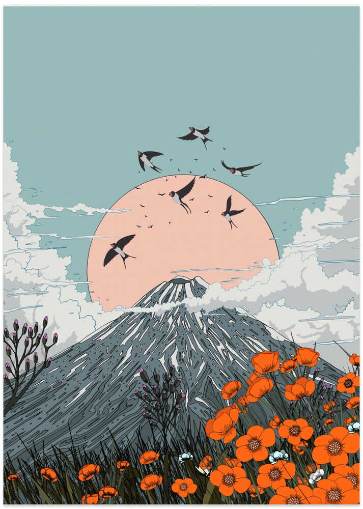 Volcano Swallows - Art Print by Nicholas