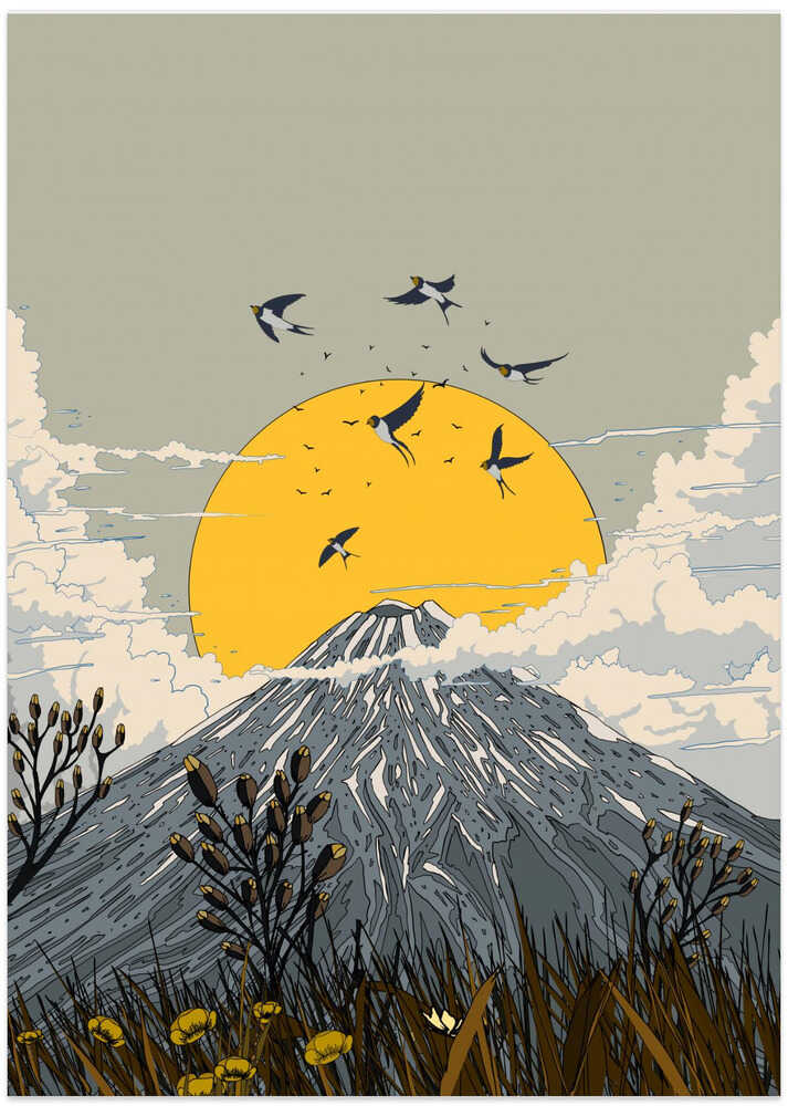 Volcano Swallows - Art Print by Nicholas