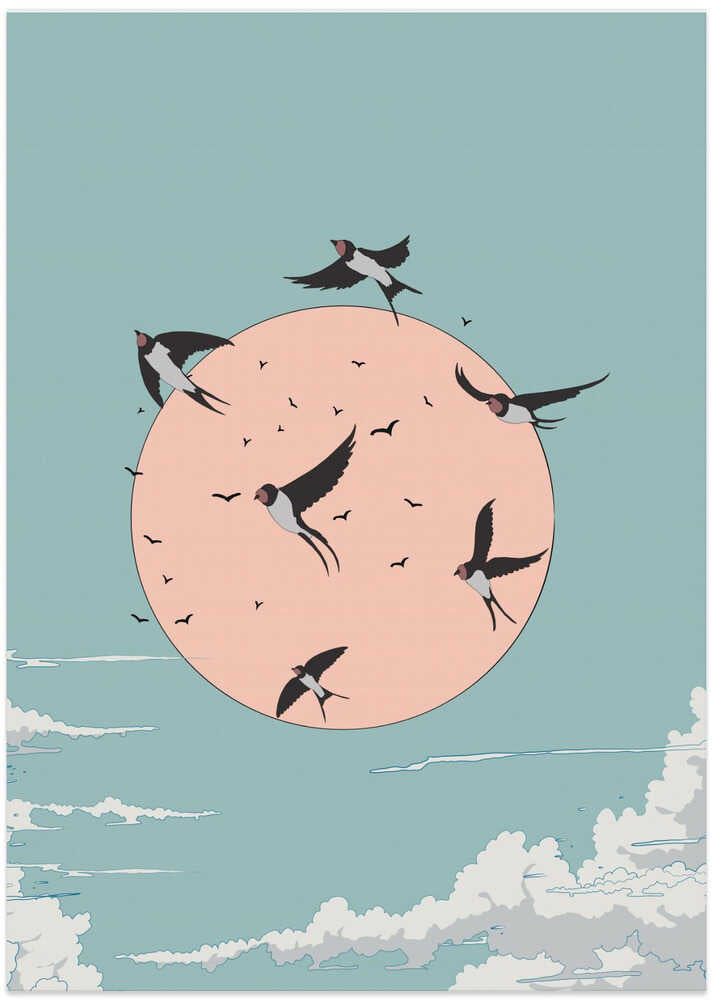 Swallows at Sunrise - Art Print by Nicholas
