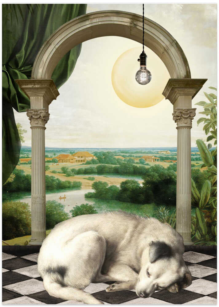 Dog, Asleep. - Art Print by Marja van den Hurk