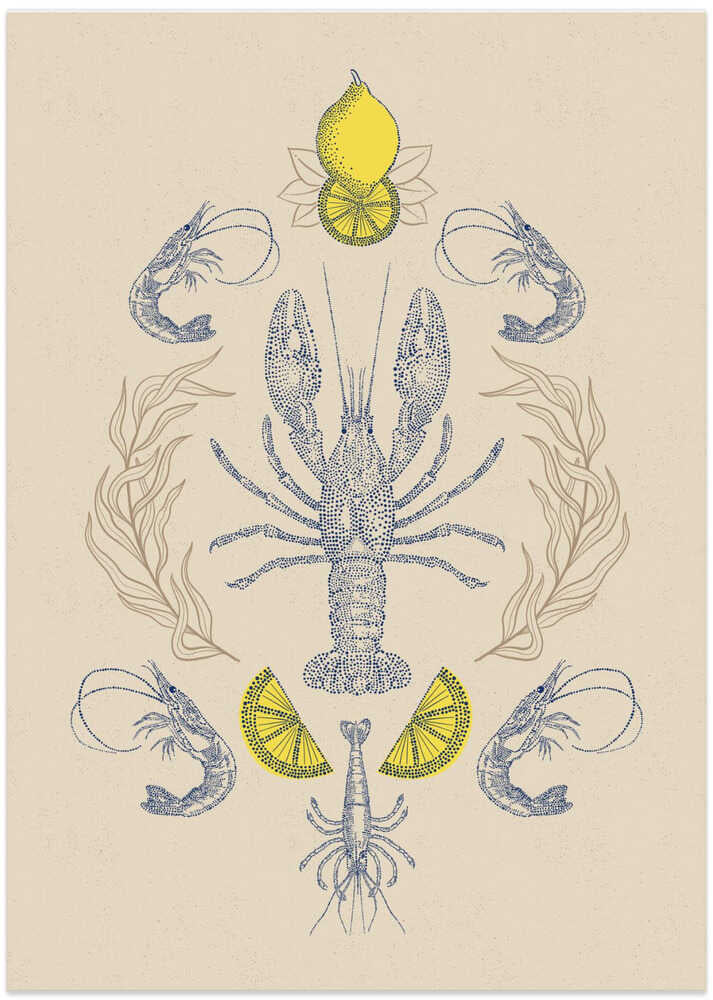 Lobster and Lemons - Art Print by Alexandra Weise