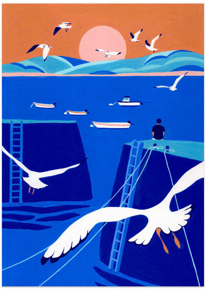 The Little Port - Art Print by Julie Lesouef