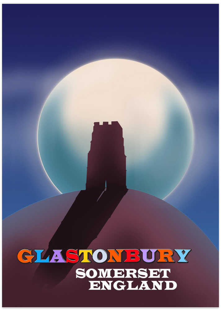 Glastonbury Tor Travel Poster - Art Print by Nicholas
