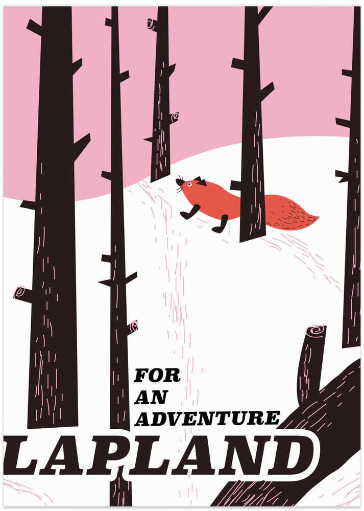 Lapland Vintage Travel Poster - Art Print by Nicholas