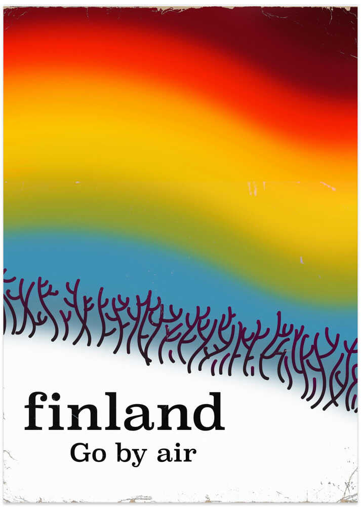 Finland Vintage Style Travel Poster - Art Print by Nicholas