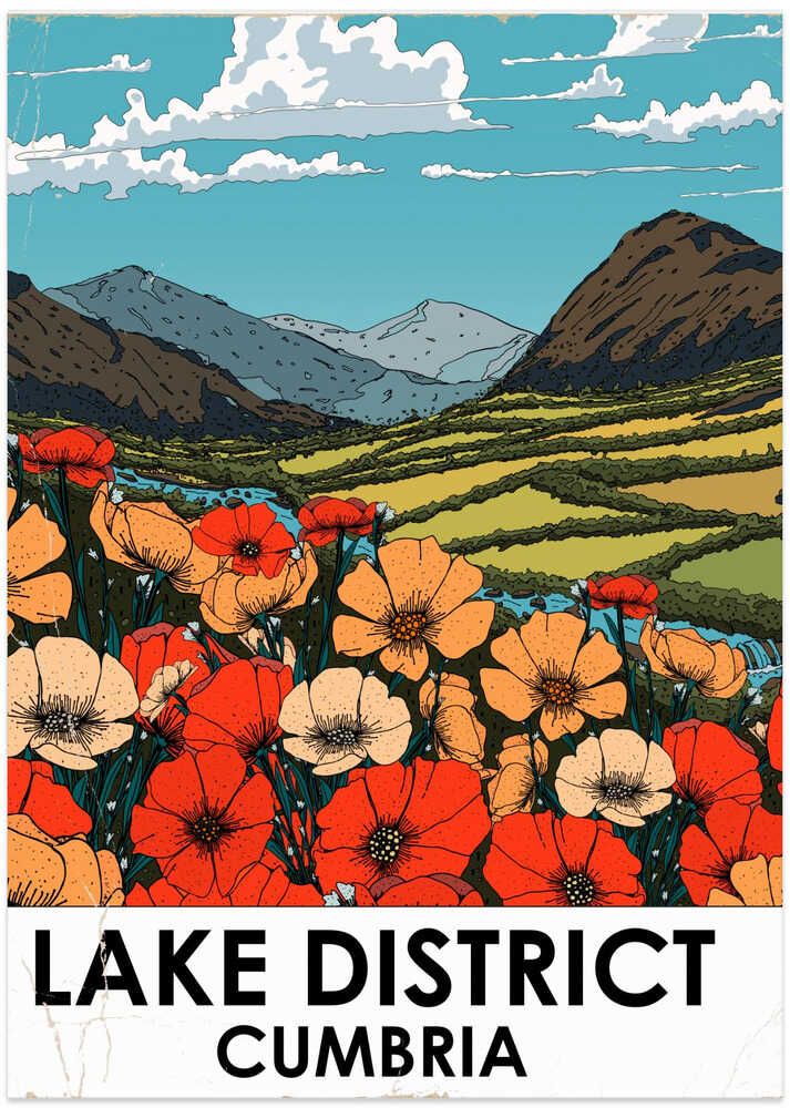 Lake District Vintage Travel Poster - Art Print by Nicholas