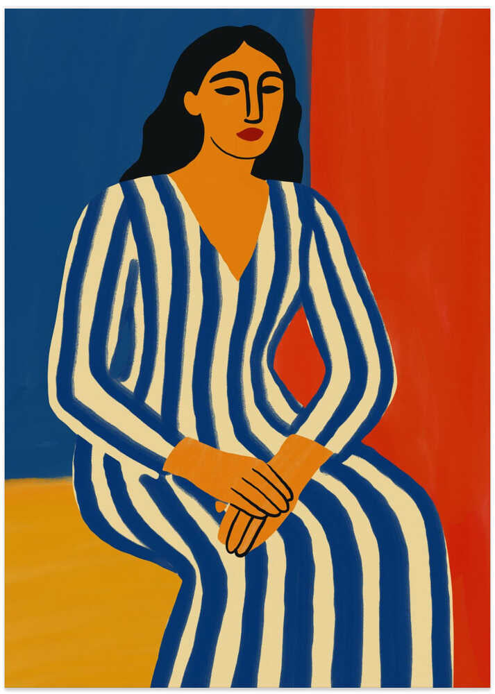 Woman in Striped Dress - Art Print by Little Dean