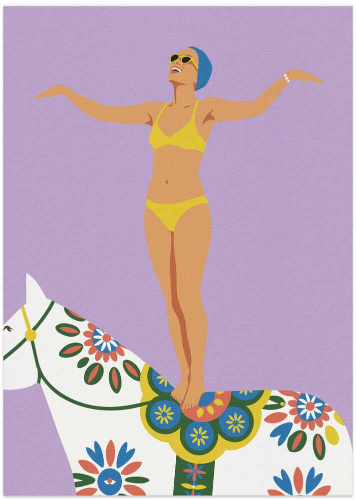 Dala Horse Ride No 2 - Art Print by Andreas Magnusson