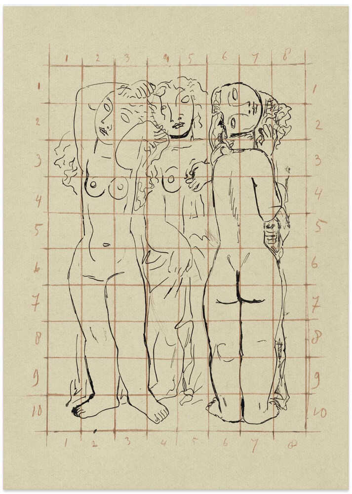 Schets Van Drie Naakte Vrouwen - Art Print by Leo Gestel