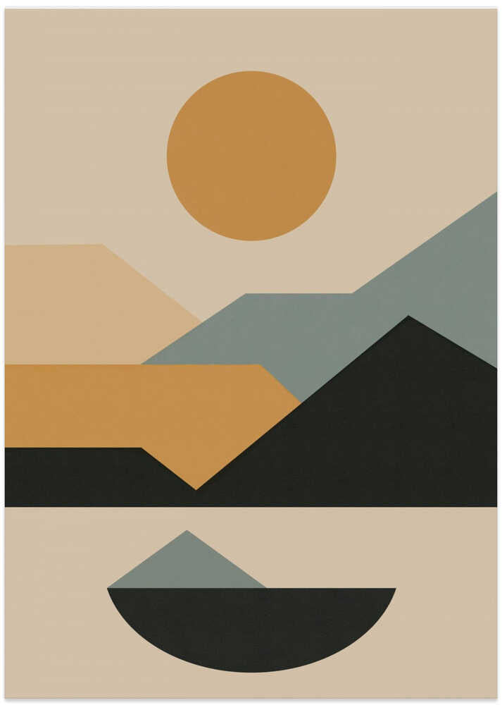 Geometric Mountain Landscape retro - Art Print by Little Dean