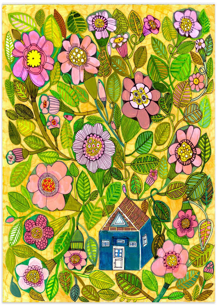 Whimsical Flower House - Art Print by Sharon Nullmeyer
