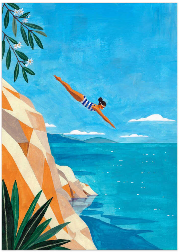 Summer Cliff Dive - Art Print by Caroline Bonne Müller