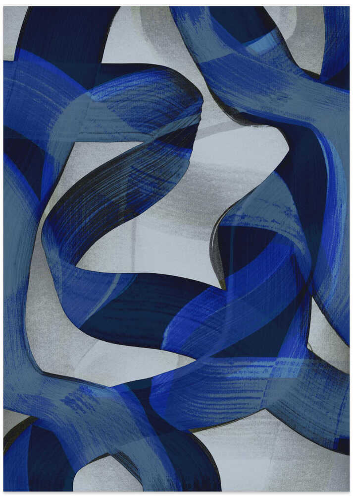 Flowing Indigo Curves - Art Print by Mareike Böhmer