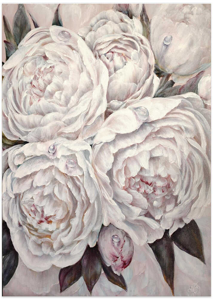Elegant White Peonies - Art Print by Elena Pertceva