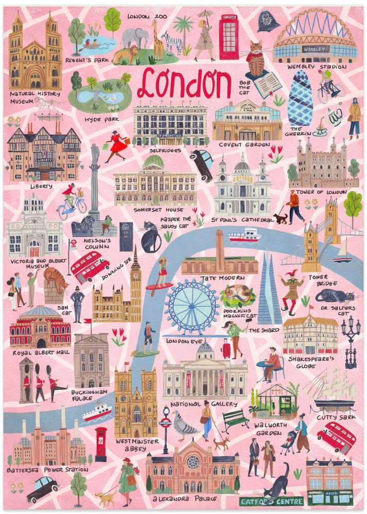 Whimsical London Map - Art Print by Caroline Bonne Müller