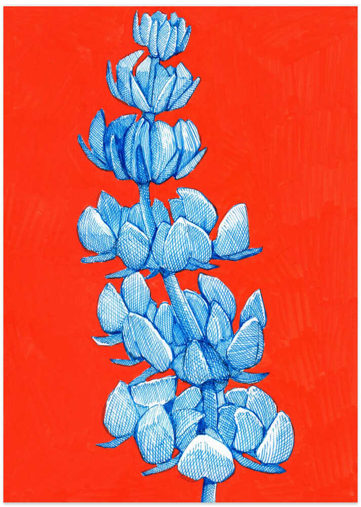 Bold Blue Bloom - Art Print by Katie O'Shea