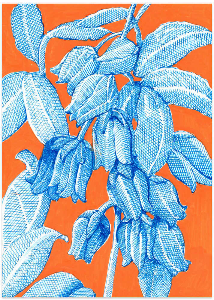 Vibrant Blue Botanicals - Art Print by Katie O'Shea