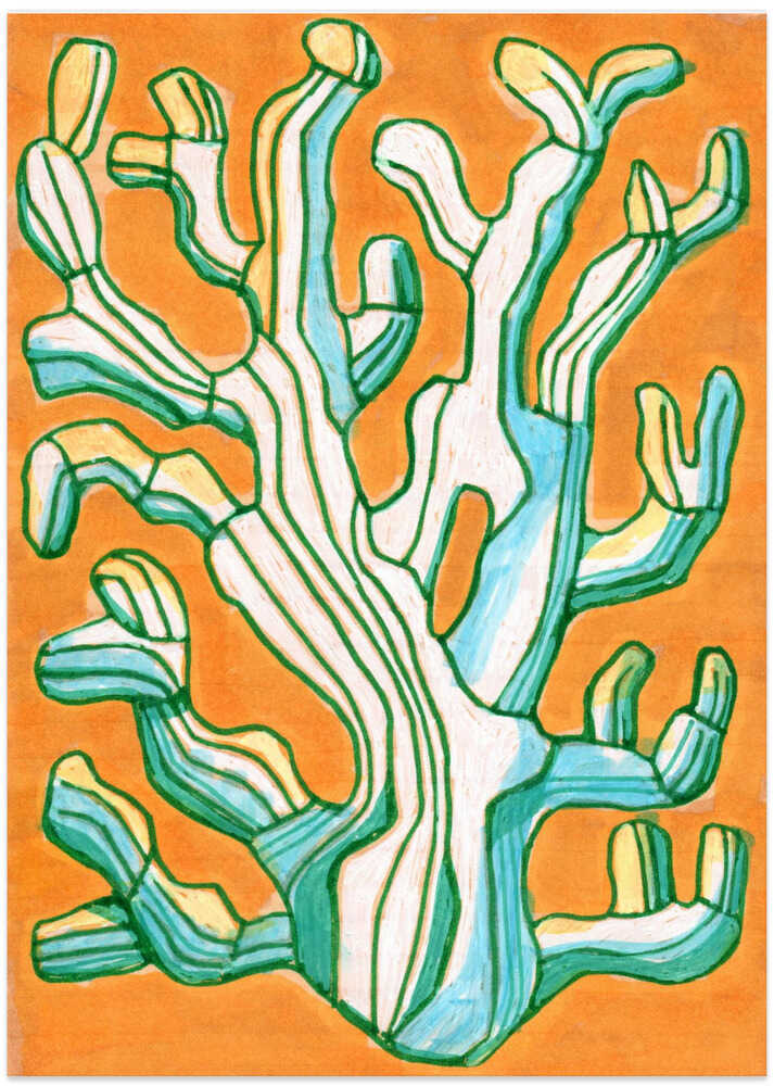 Vibrant Striped Coral - Art Print by Katie O'Shea