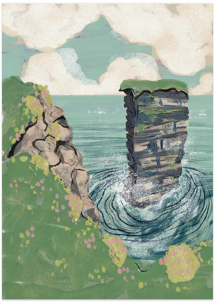 Coastal Cliffs Sea Stack - Art Print by Charlotte Trudgett
