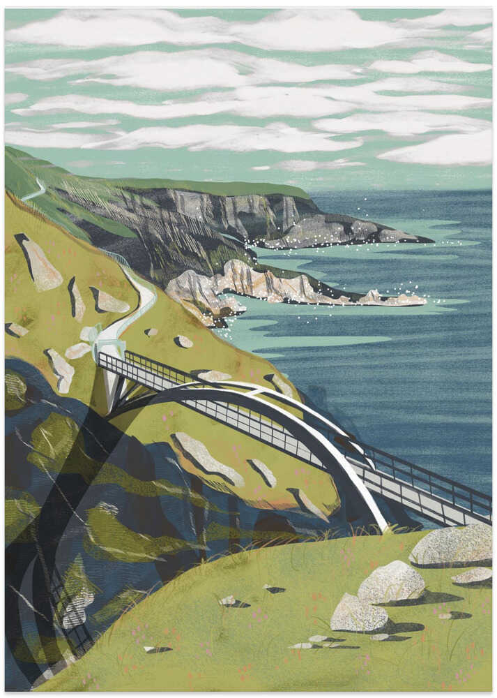 Winding Coastal Bridge Path - Art Print by Charlotte Trudgett
