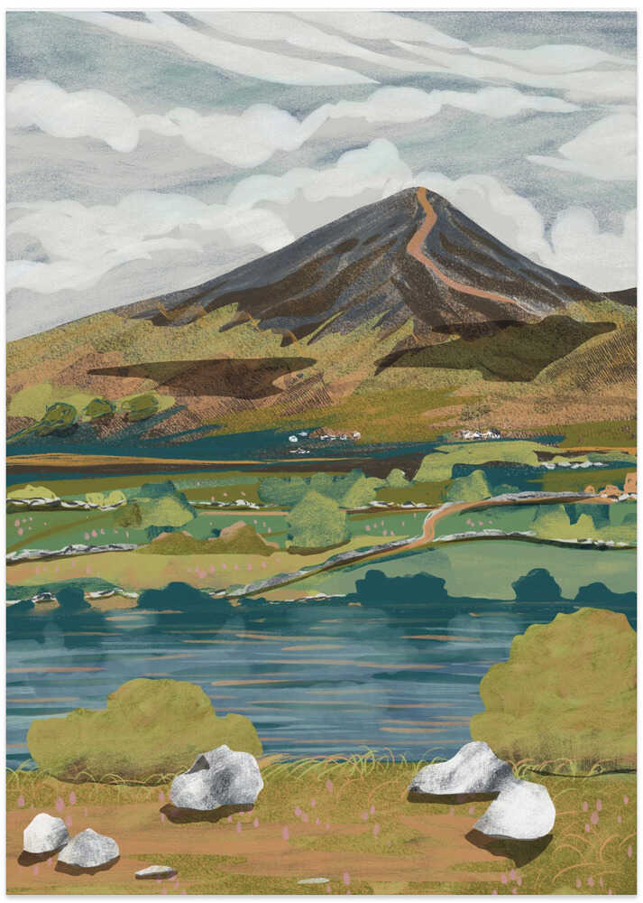 Lakeside Mountain View - Art Print by Charlotte Trudgett