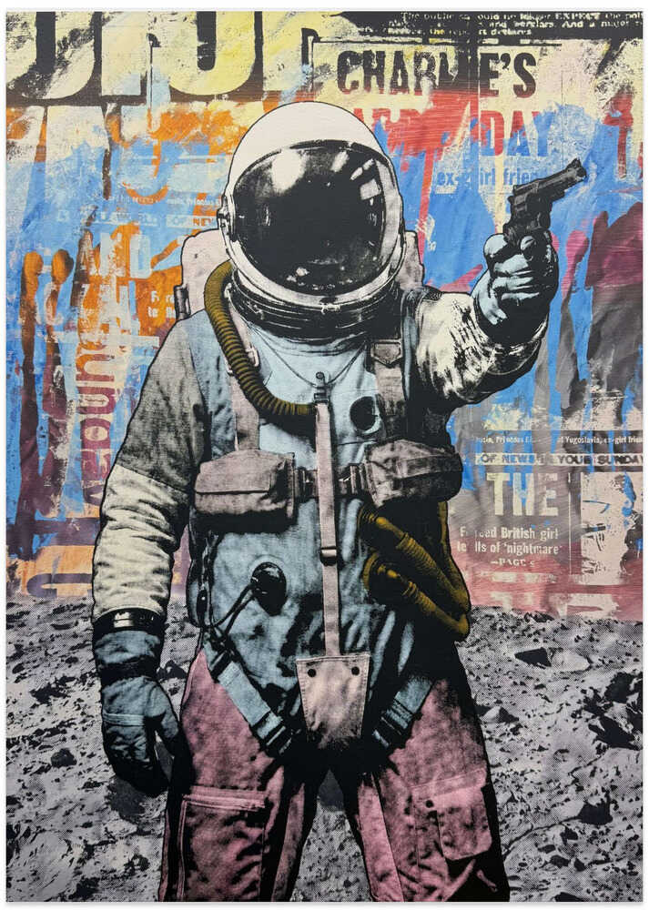 Armed Astronaut Moon Rebel - Art Print by Микола Курилюк