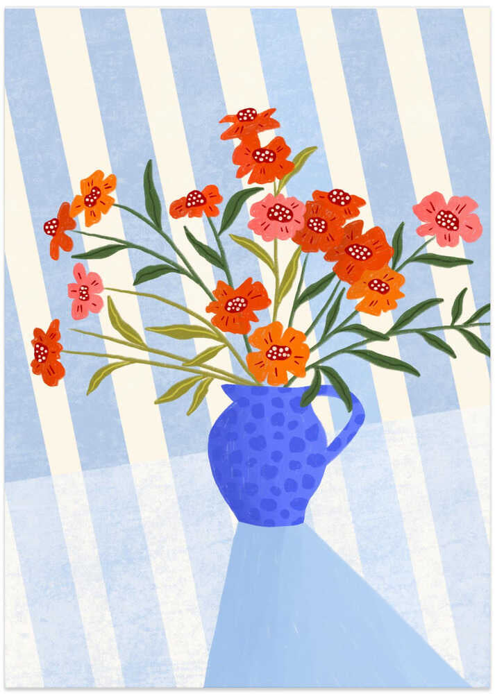 Cheerful Floral Pitcher - Art Print by Bea Müller