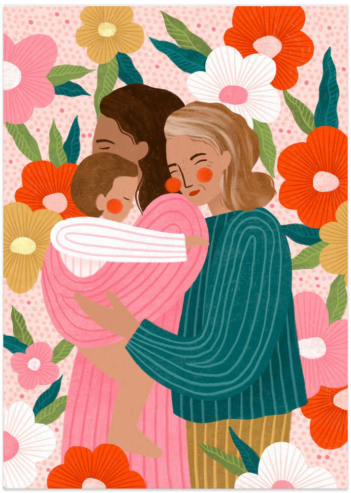 THREE GENERATIONS OF MOTHERHOOD - Art Print by Bea Müller